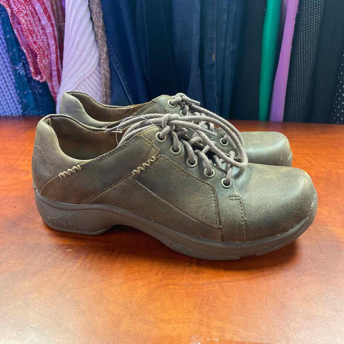 Dansko Krista Women Brown Oxford Lace Up Clog Shoes Size 39