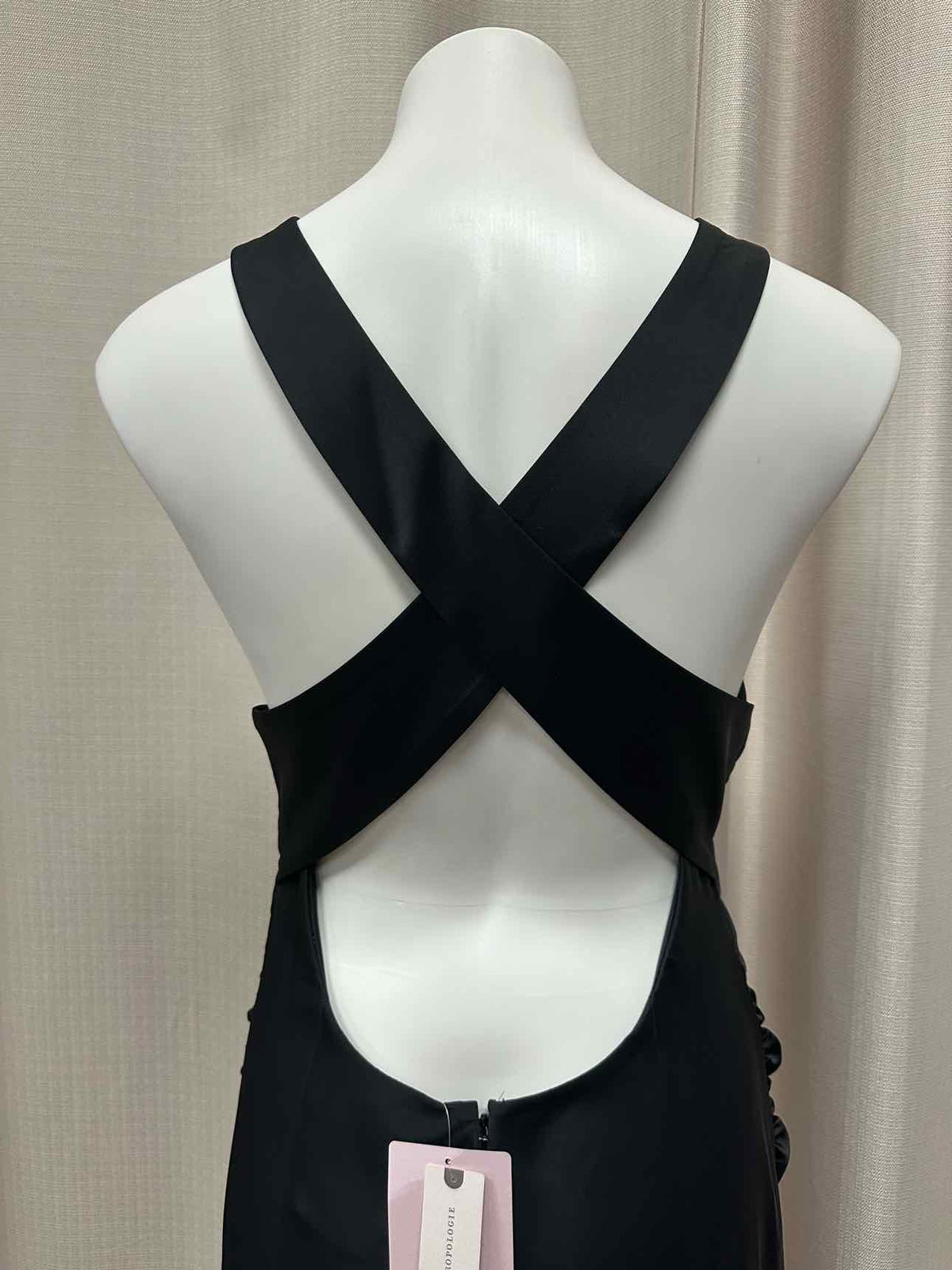BHLDN NEW NWT Crisscross Ruched Floor Length Floral Size 10 Black Dress