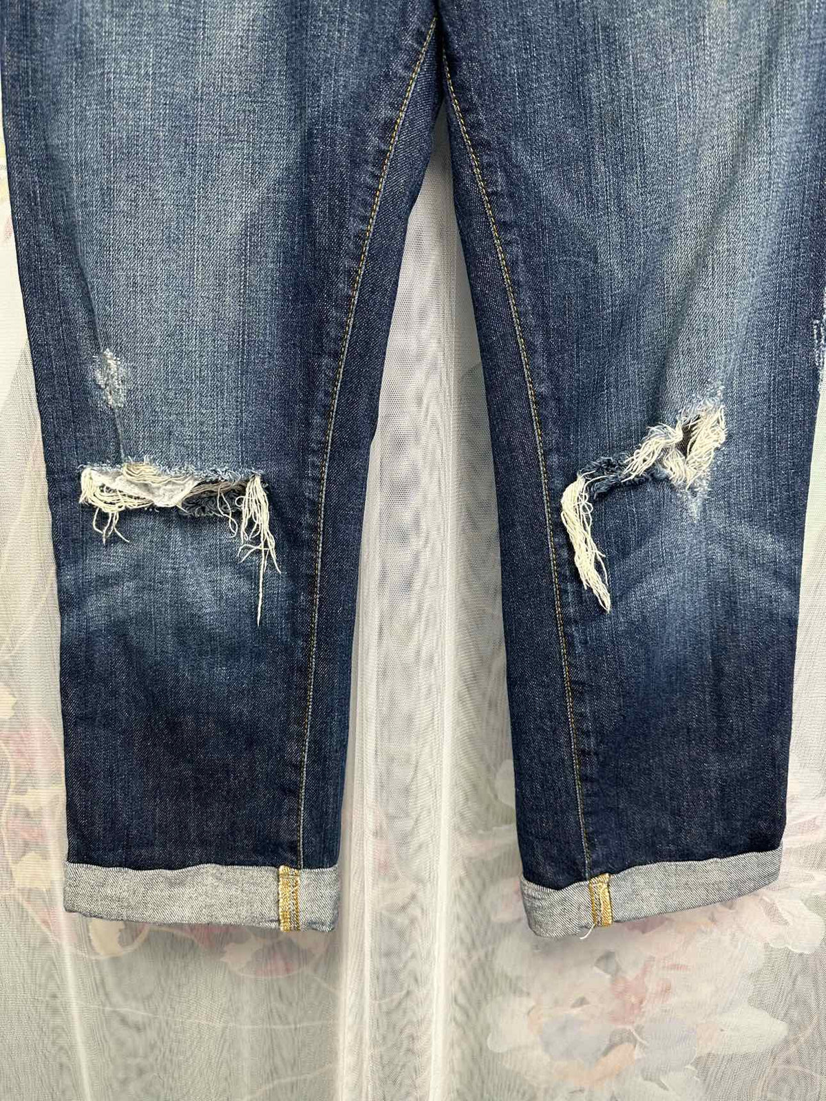 joe's Cropped Ex Lover Gemma Wash Distressed Cuffed Size 25 Denim Jeans