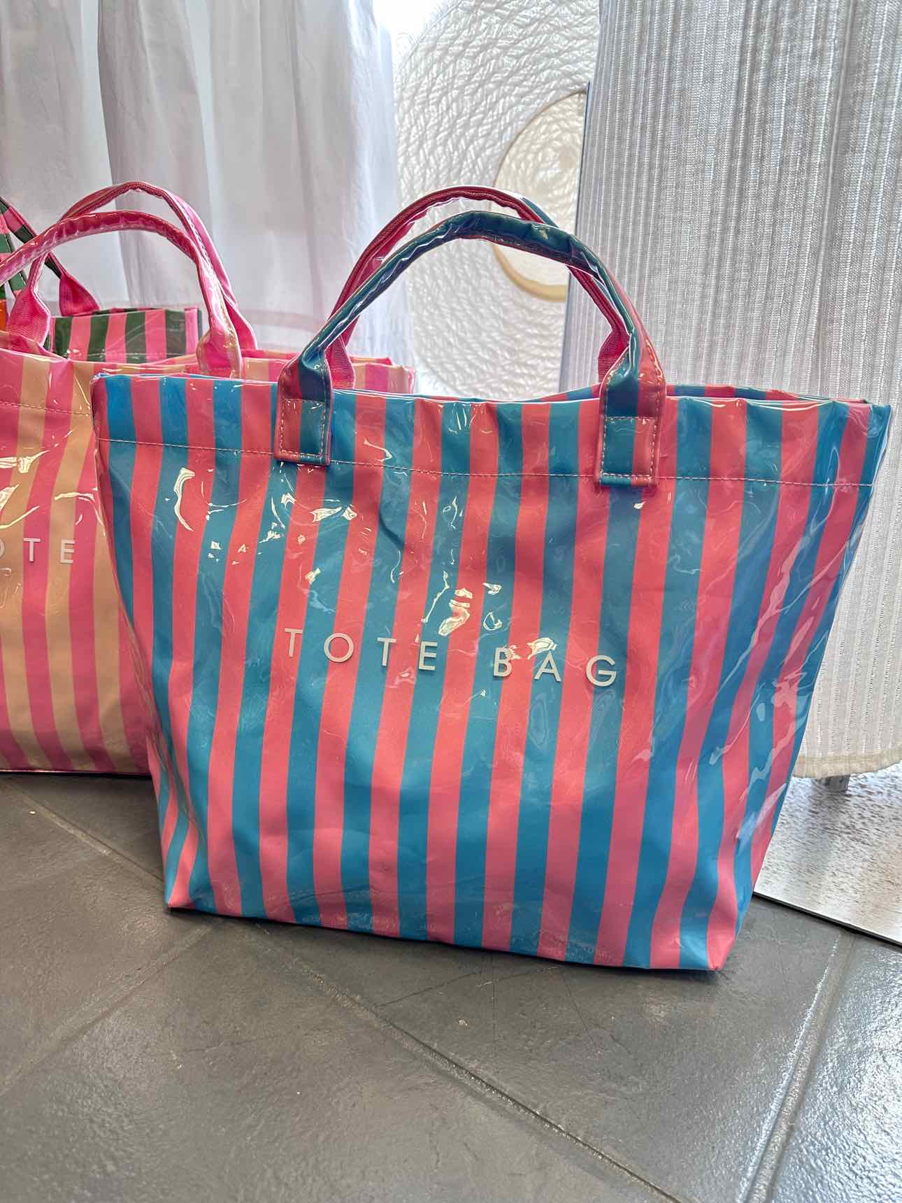 PVC Stripe Summer Tote Bag