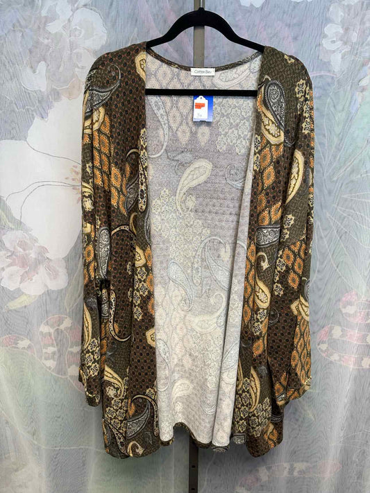 Cotton Bleu Size 3X Brown Cardigan