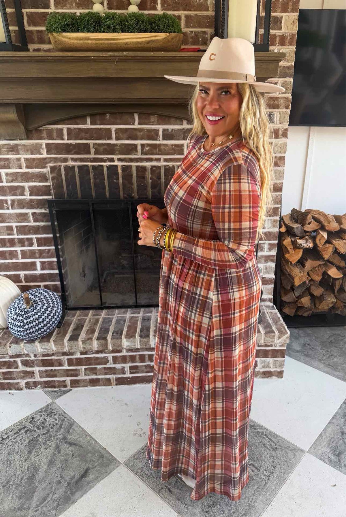 Countryside Print Mesh Dress Long Sleeve Maxi