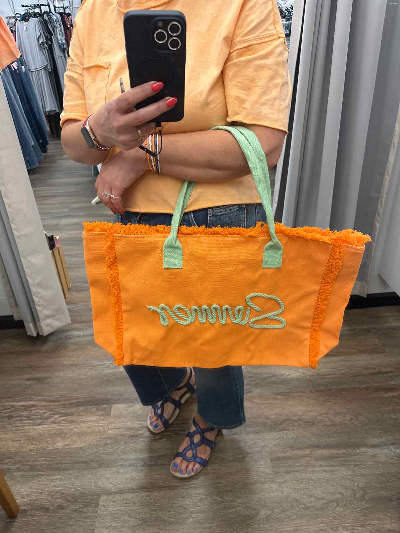 Judson & Co Size Large Orange/Green Handbags