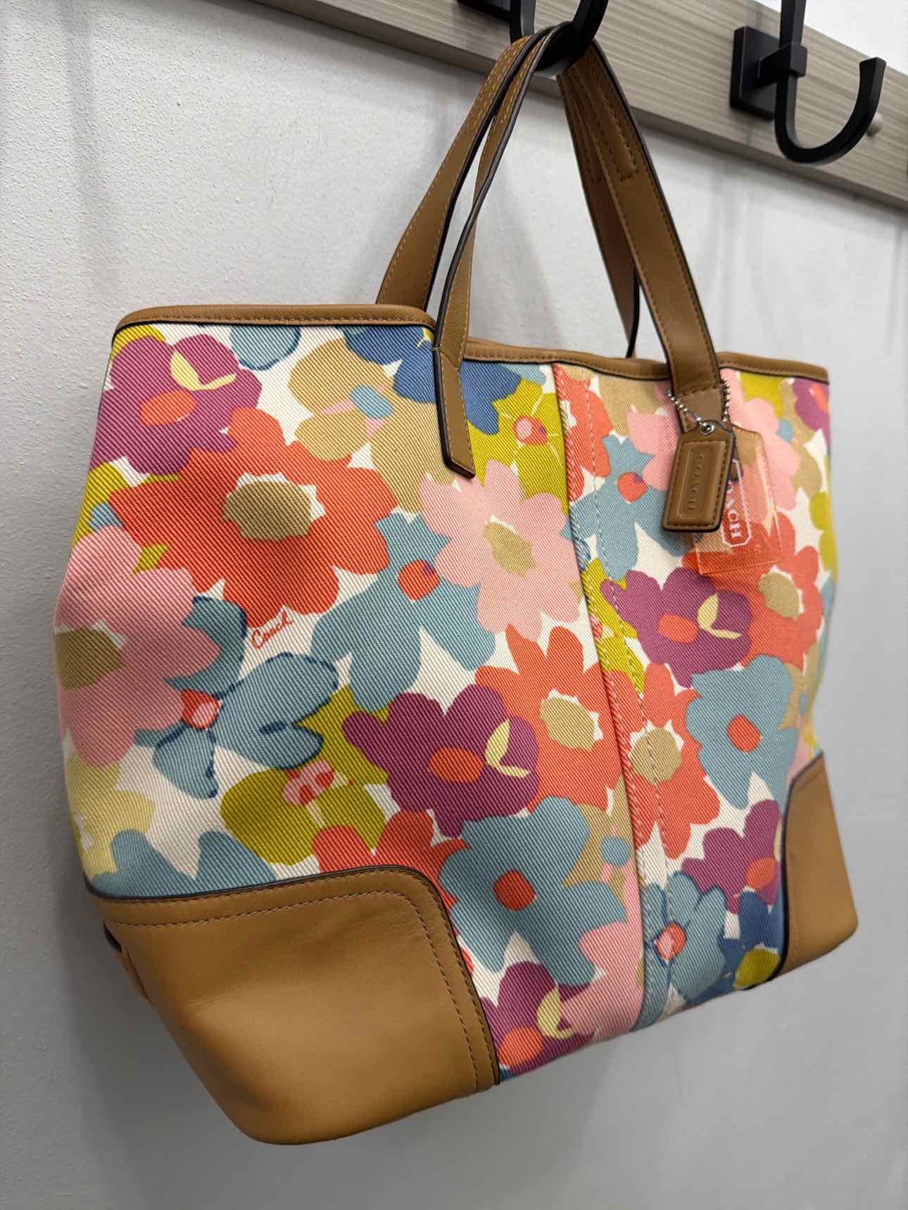 Coach Hadley Floral Print Duffle Tote Pink Blue Handbags
