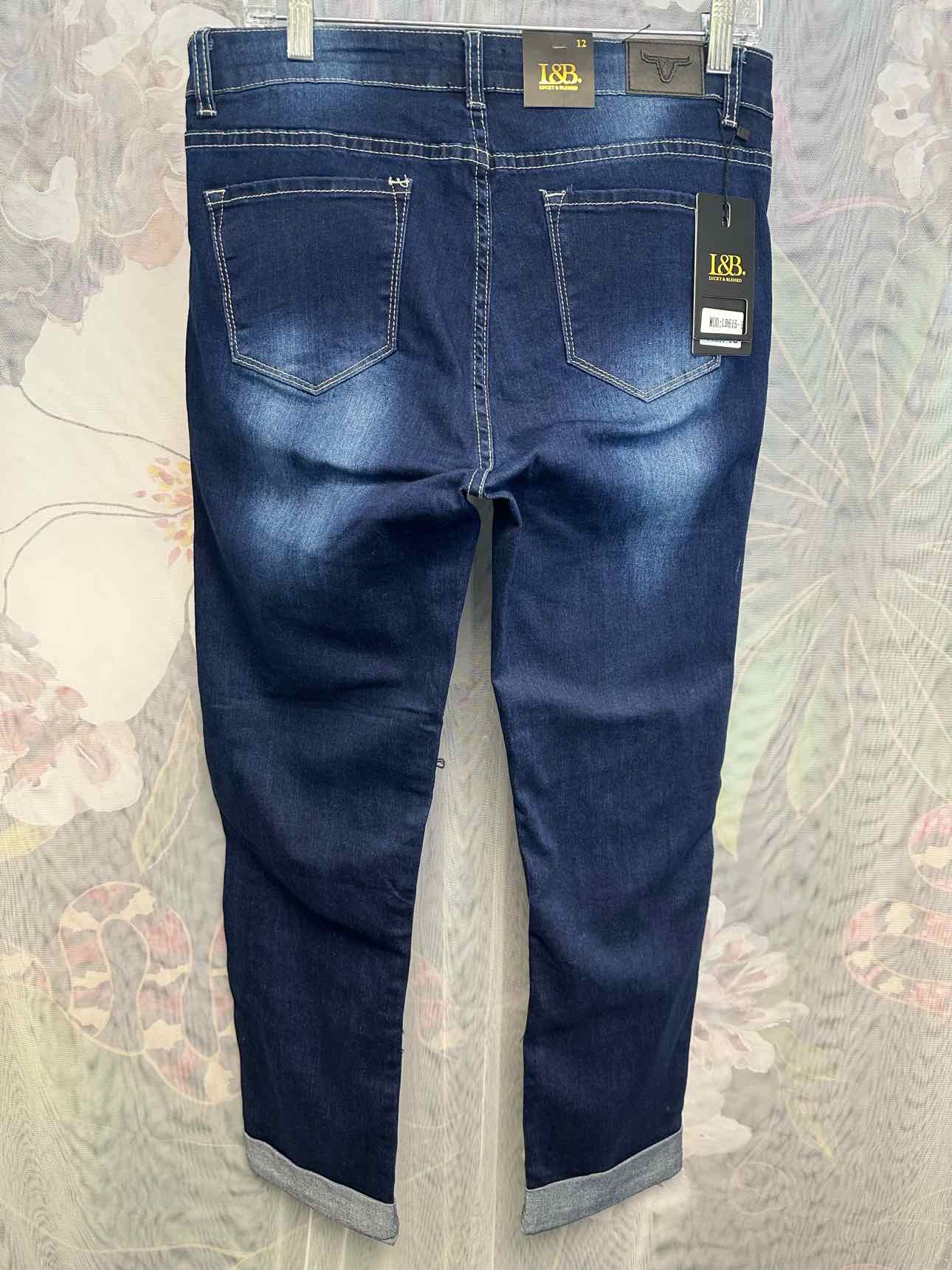 L&B NEW NWT Camo Patch Distressed Boyfriend Fit Size 12 Denim Jeans