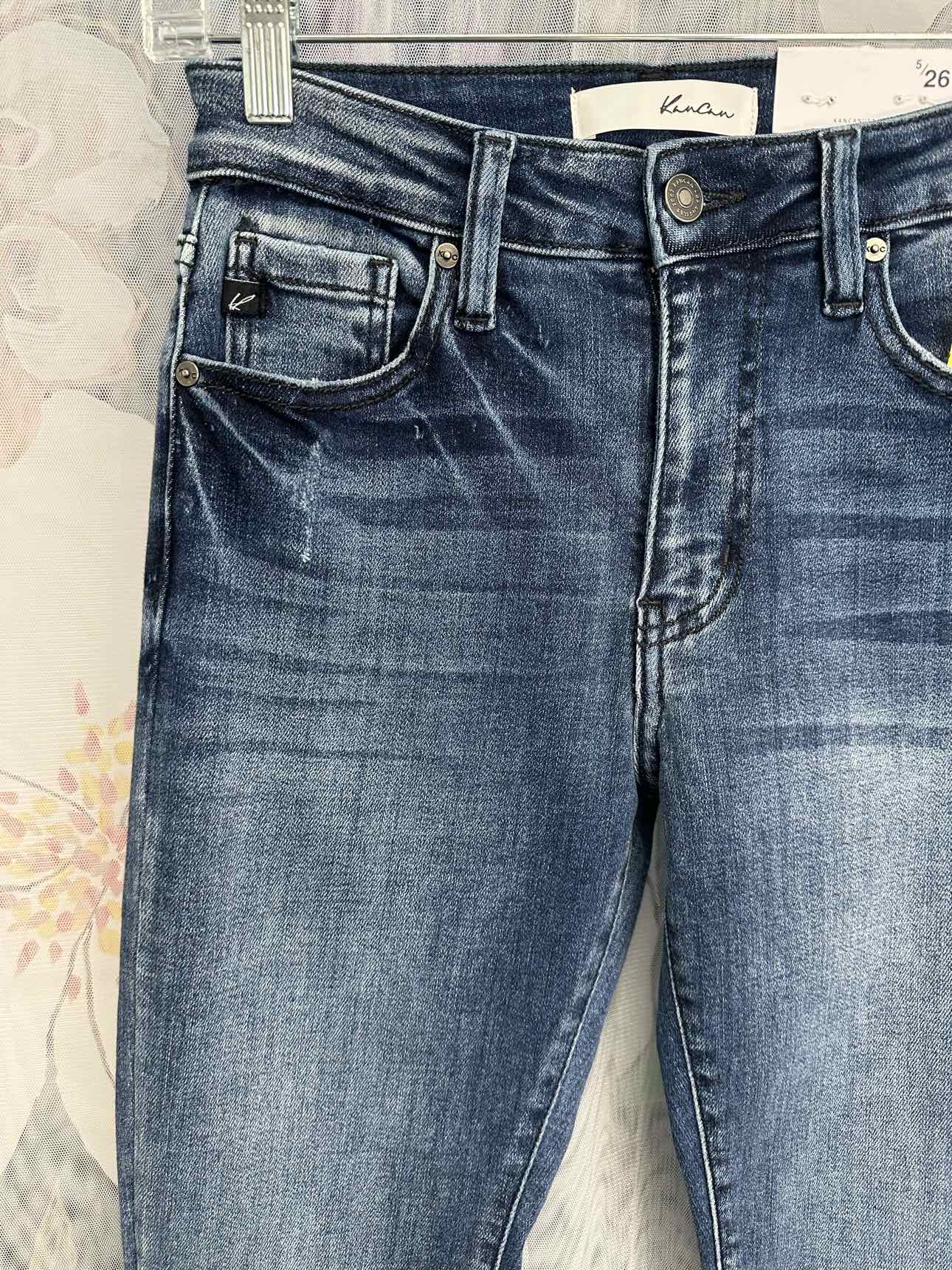 KanCan NEW NWT High Rise Panel Flare Detail Hem Size 5 Denim Jeans