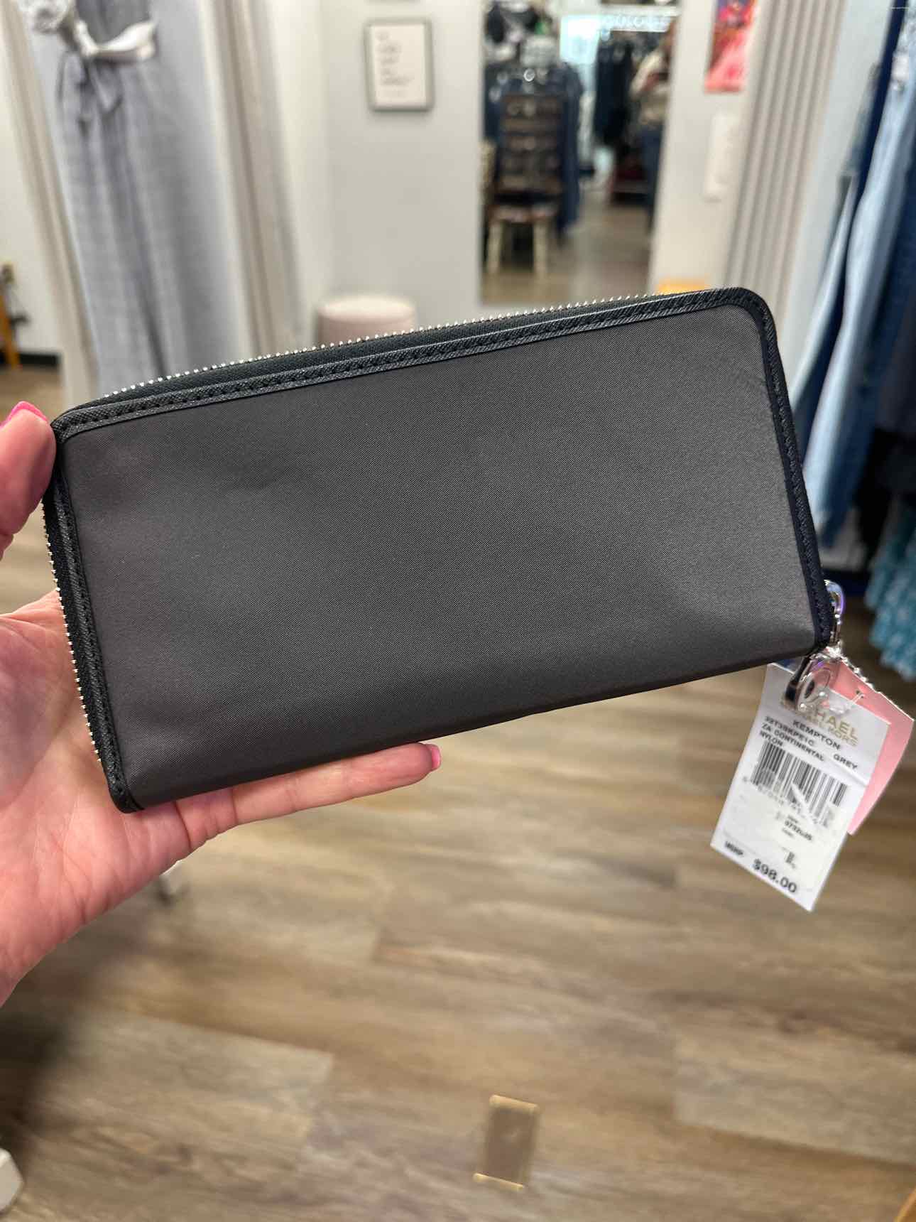 NEW Michael Kors Large Gray Nylon Organizer Zip Wallet