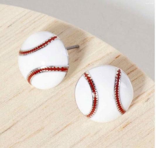 Enamel Sports Baseball Stud Earrings