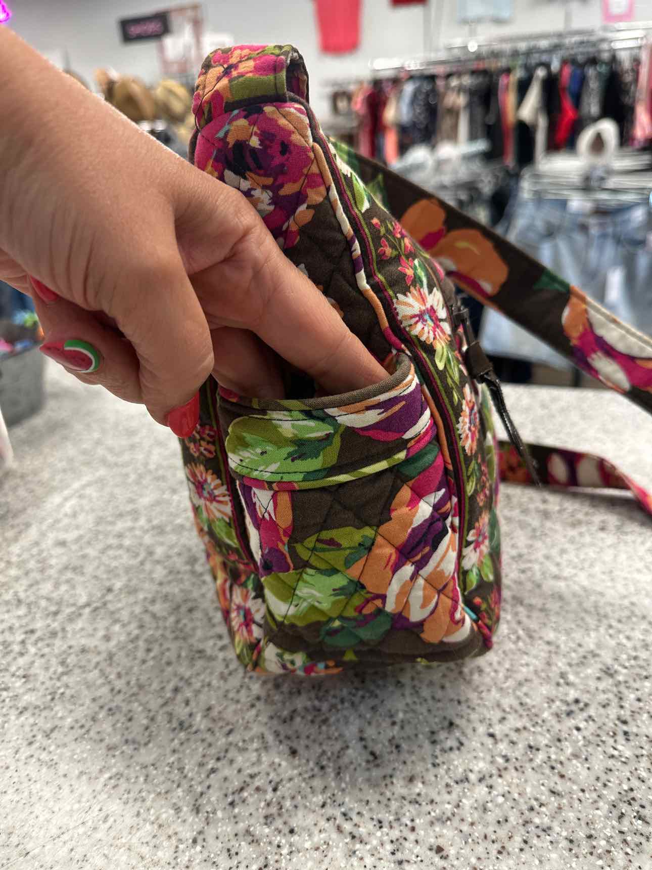 Vera Bradley English Rose On the Go Quilted Brown Floral Crossbody Handbags