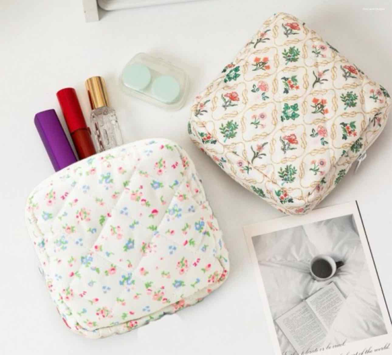 Floral Print Quilted Pouch