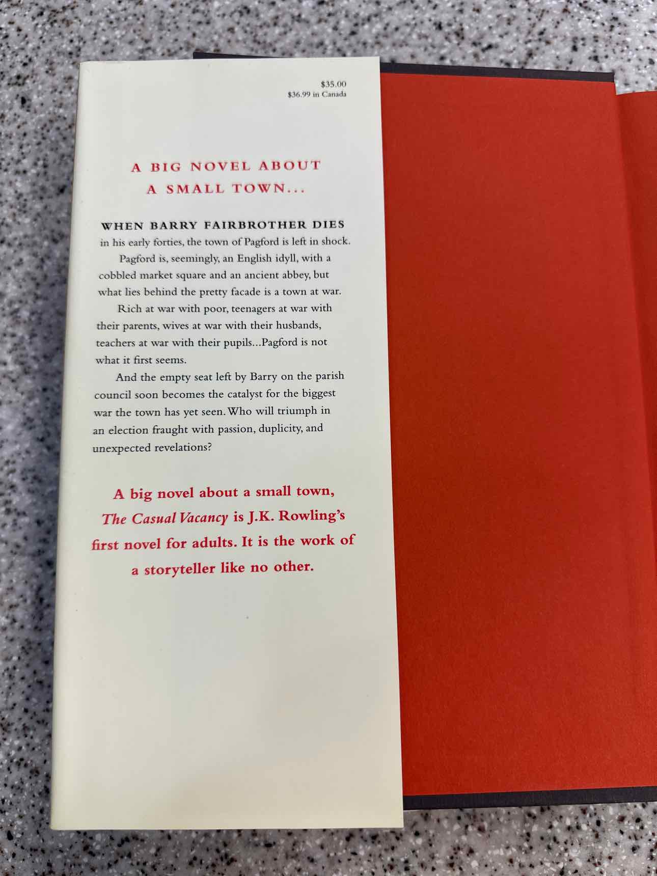 The Casual Vacancy by J.K. Rowling Hardcover Book