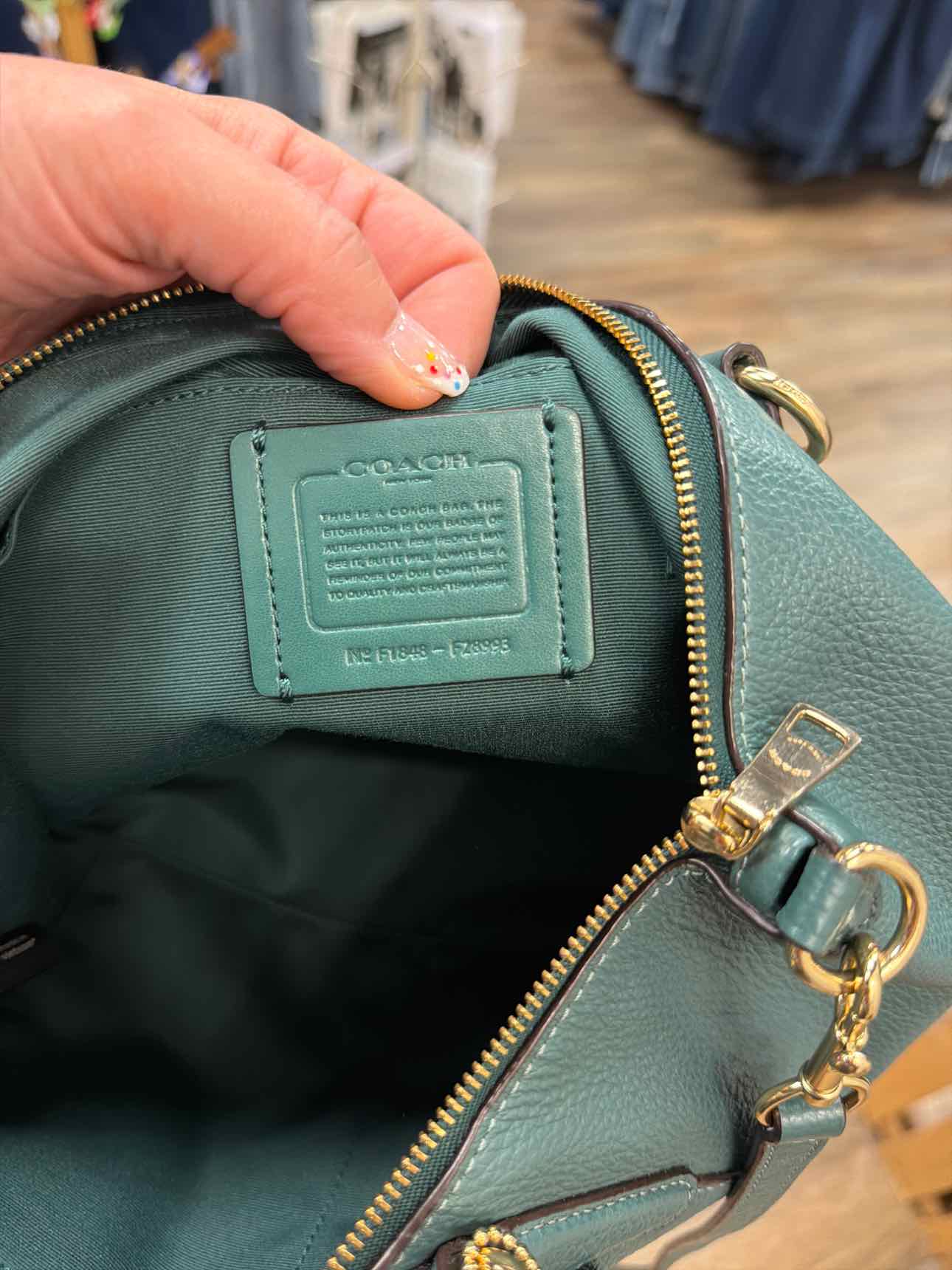 Coach 'Kelsey' Teal pebble leather crossbody satchel Handbags