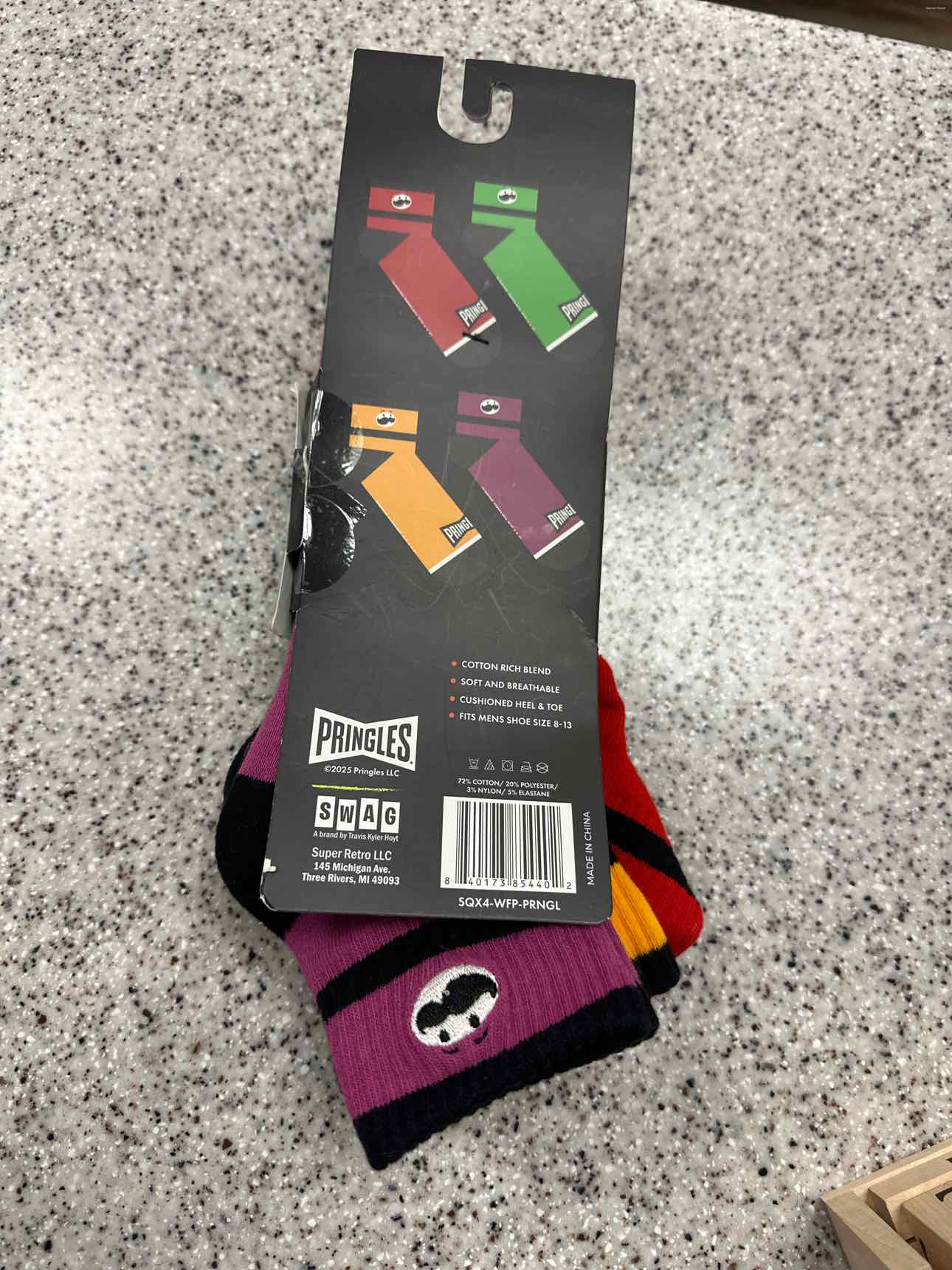 NEW "Pringles" 4 pack Men's quarter socks