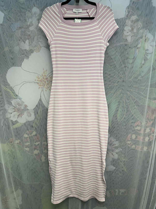 Gilli Size Small Lavender Bodycon Maxi Striped Stretch Square Neckline Dress
