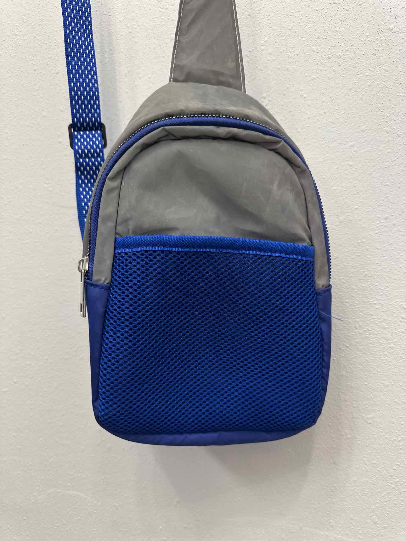 Small Blue and Silver Mesh and Nylon Sling Crossbody Bum Bag
