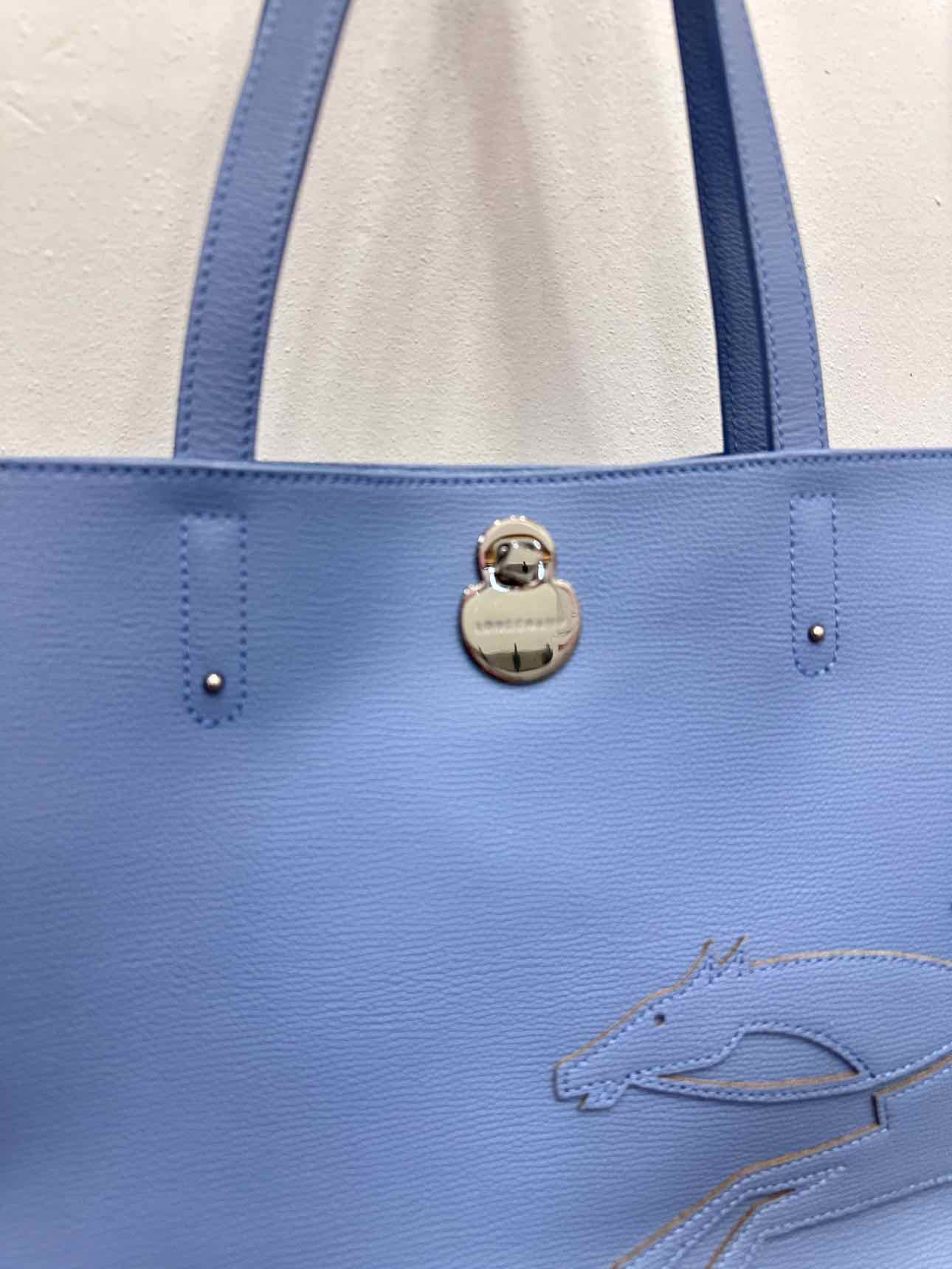 Longchamp Light Blue Pebble Leather Tote with Dustbag Handbags NWOT