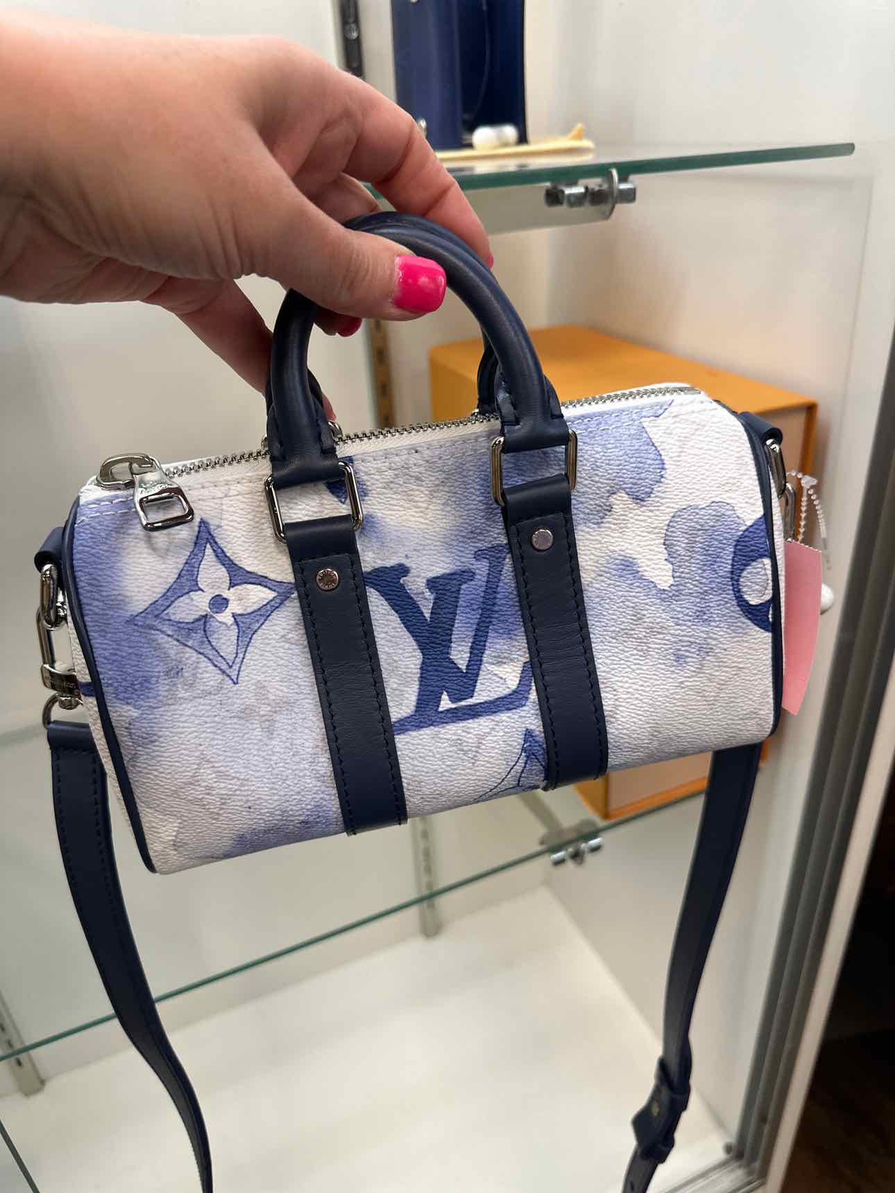 Louis Vuitton Blue Watercolor Mini XS Keepall Bandouliere Handbag with Strap