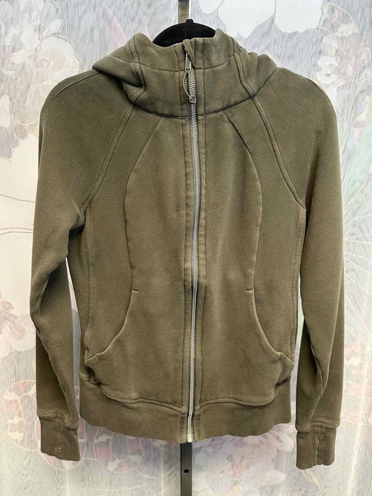 Lululemon 6 Olive 'Scuba' full zip-up hoodie, thumb hole long sleeves