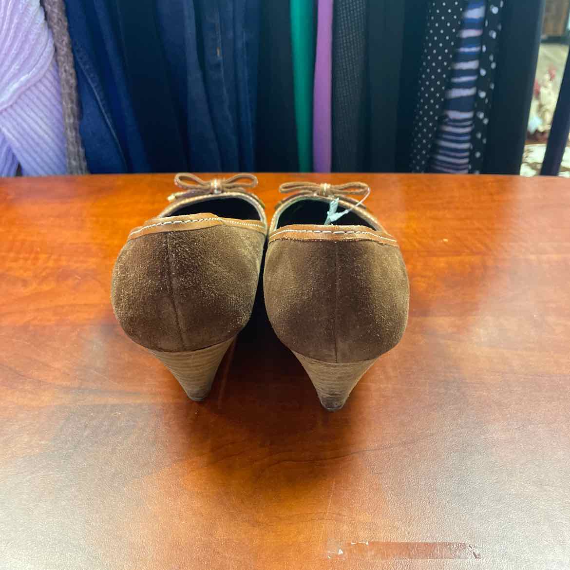 Lauren Ralph Lauren Bernee Wedge Heels Brown Leather Size 11