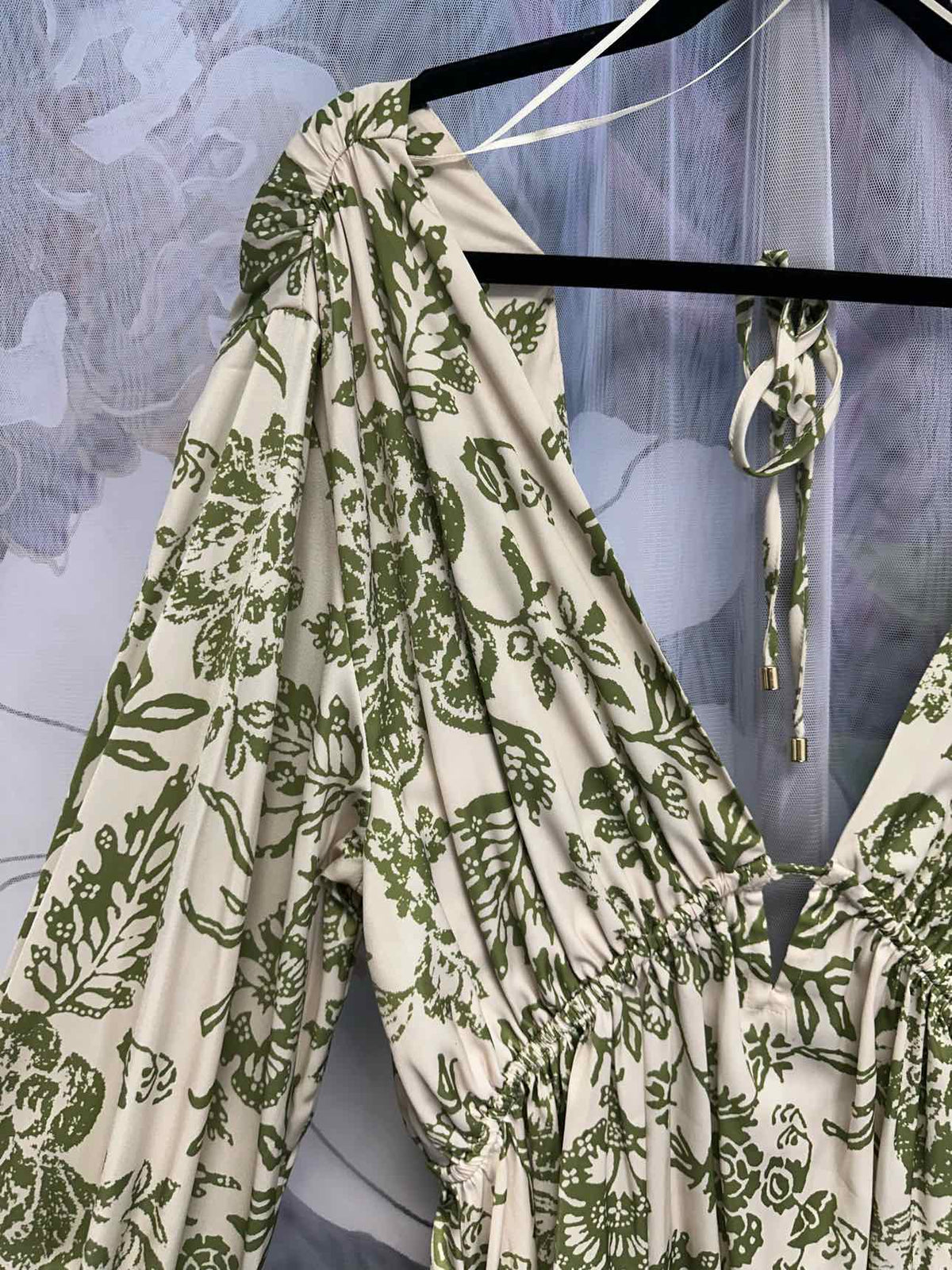 Free People Size Large Green/White Dress