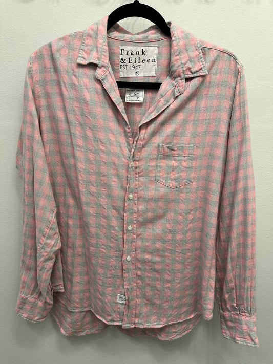 Frank & Eileen Italian Flannel Button Down Long Sleeve Size Medium Pink/Grey Top