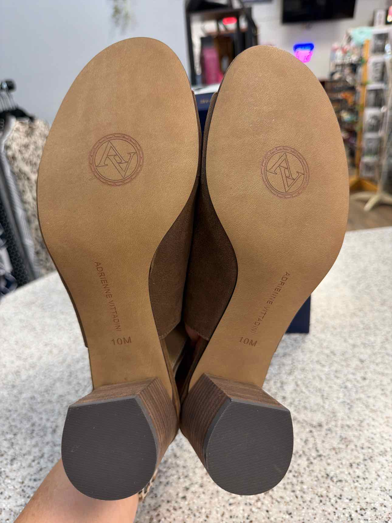Adrienne Vittadini Size 10 Suede Open Toe Lae Up Block Heel Booties Brown NEW