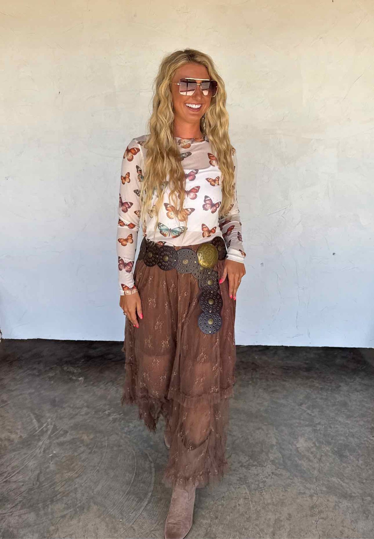 Autumn Blooming Lace Maxi Skirt