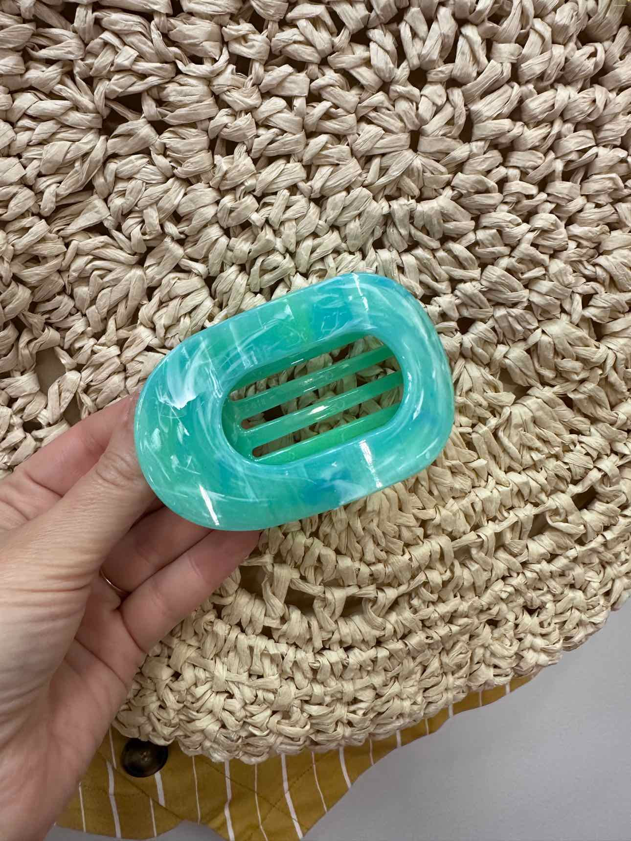 Marbled Flat Design Oval Hair Claw Clip