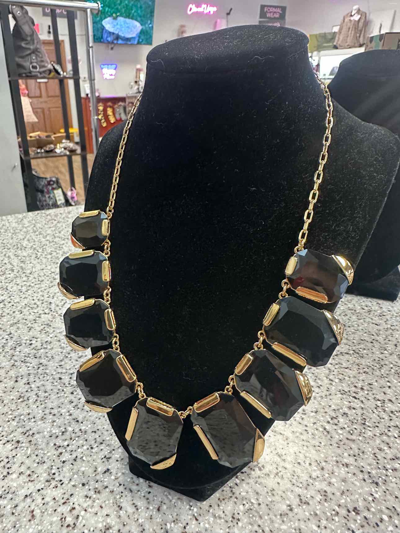 Kate Spade Stepping Stone Collar Black Onyx Gems Black Necklace NWT