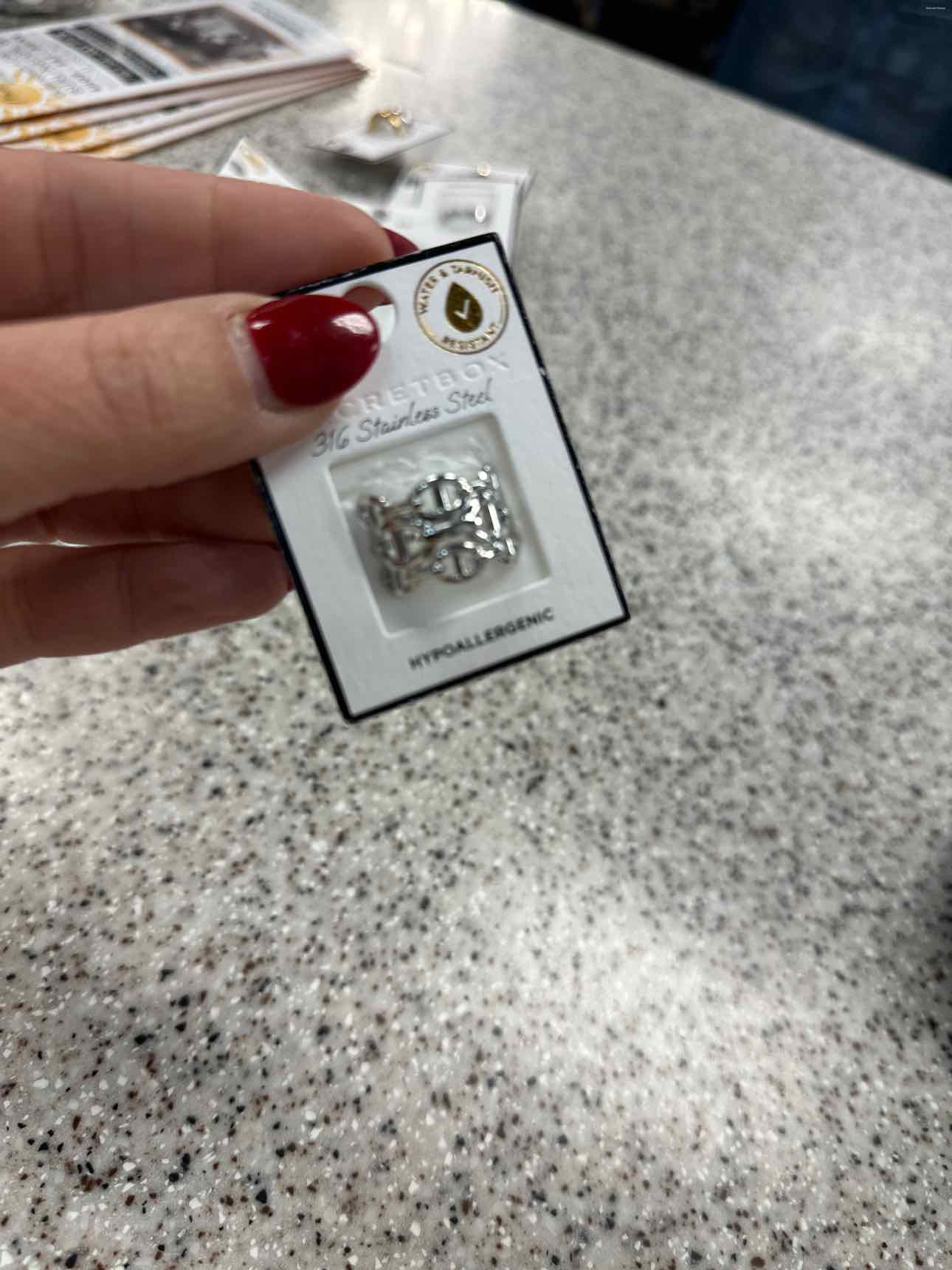 Hypoallergenic Stainless Steel Water Resistant Size 7.5  Ring