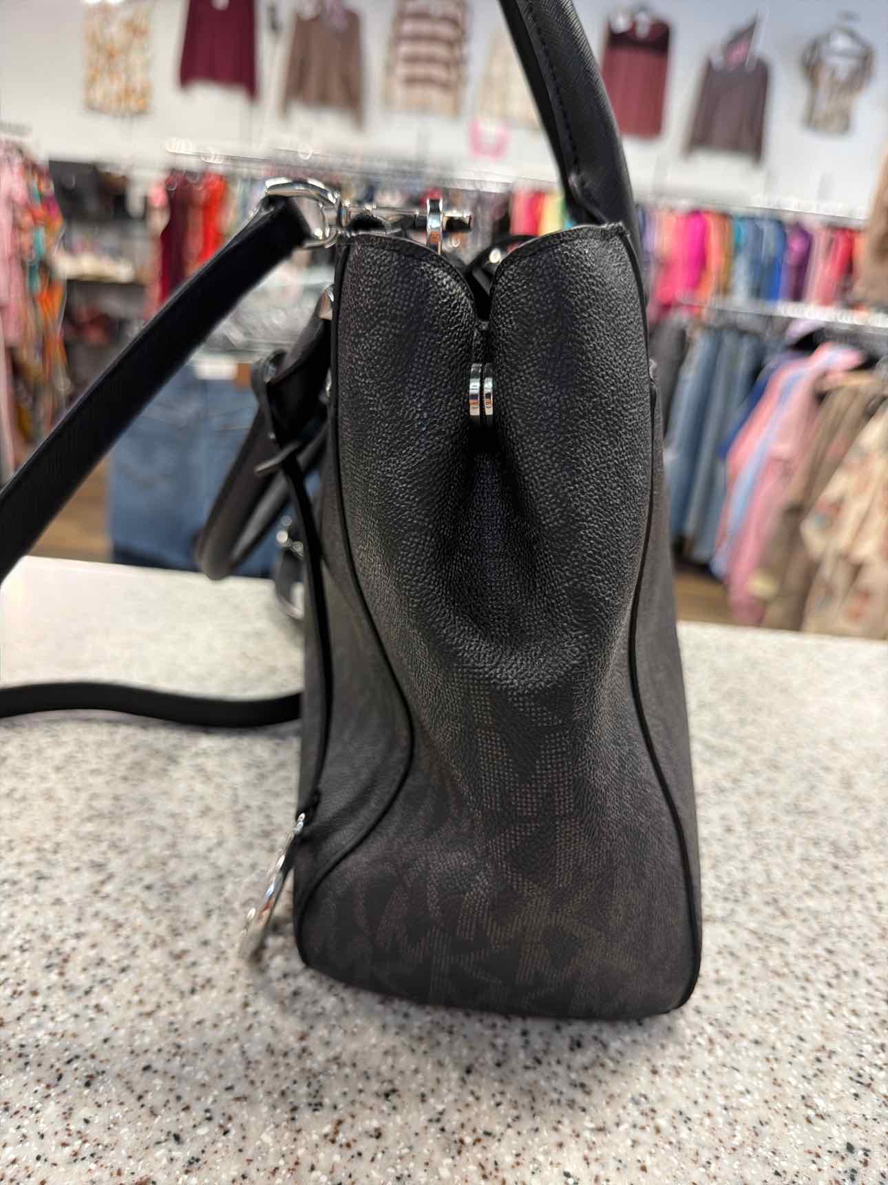 MICHAEL KORS Signature Logo Satchel Black Handbags