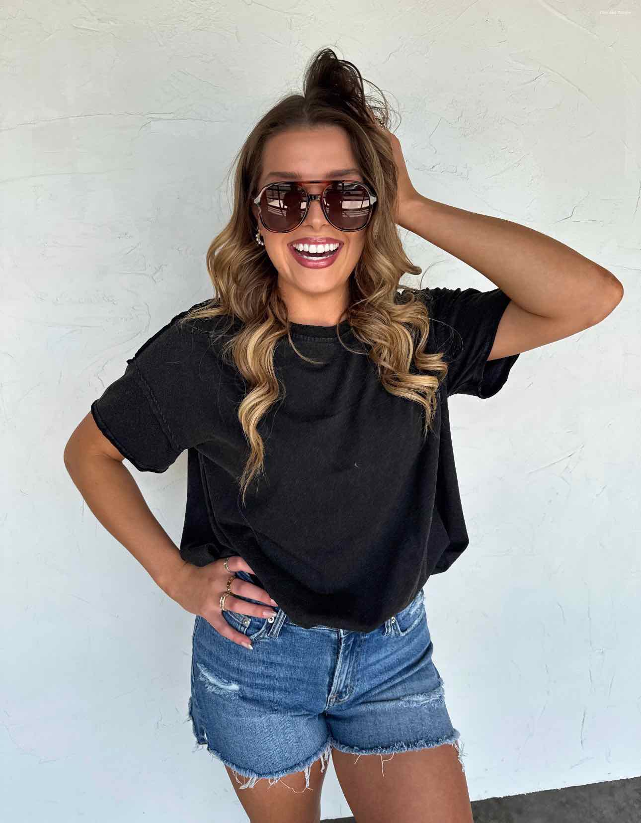 Joey Washed Boyfriend Tee Cotton Tshirt Oversized Slouchy Top