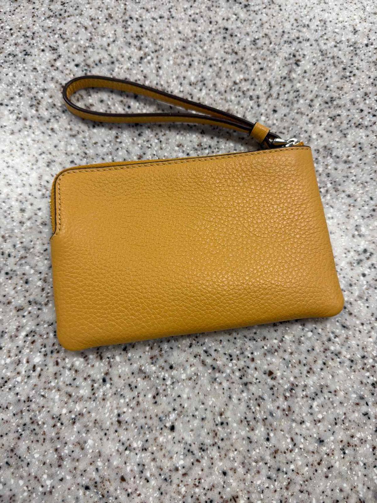 Coach Honeycomb Yellow Corner Zip Pebble Leather Wristlet Wallet