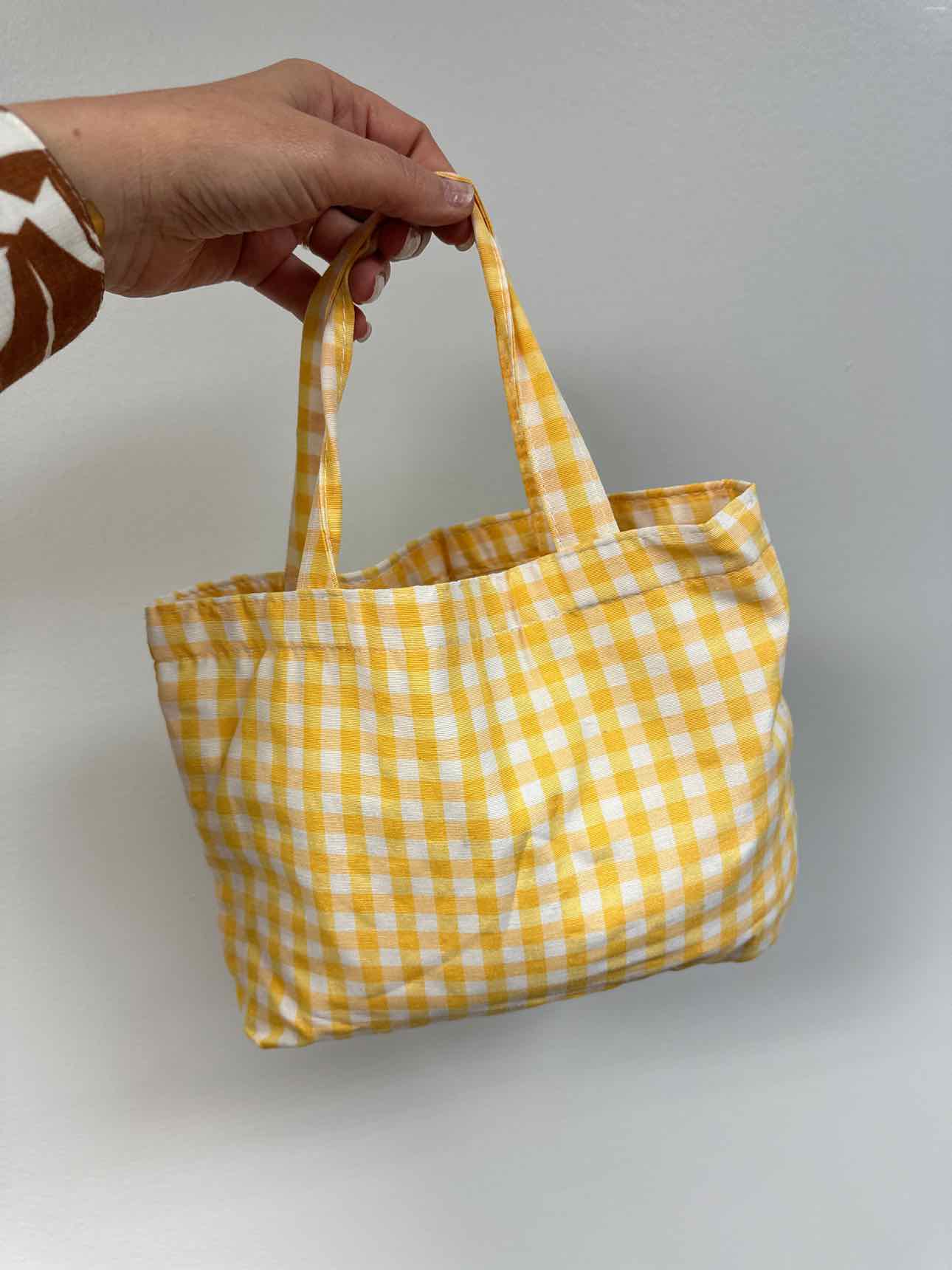 Cotton Tote Bag in Gingham Print