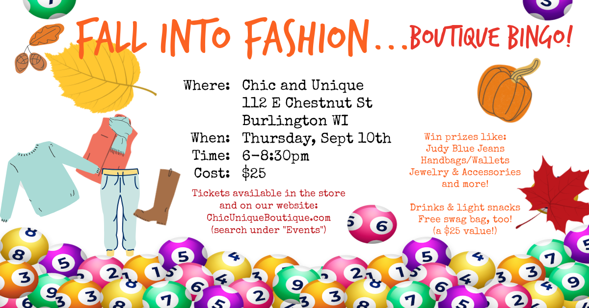Fall into Fashion...Boutique Bingo Tickets!