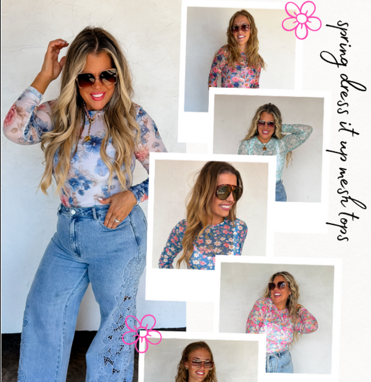 Spring Dress It Up Mesh Long Sleeve Top