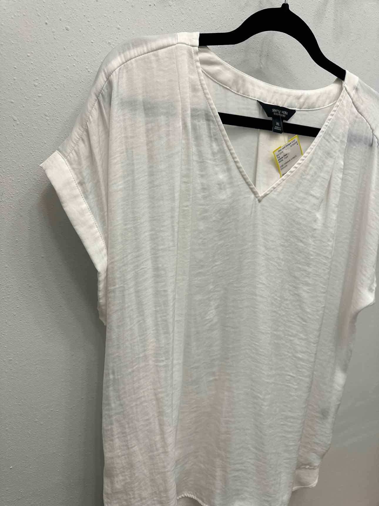 Simply Vera Size XL White Short Sleeve Blouse Top