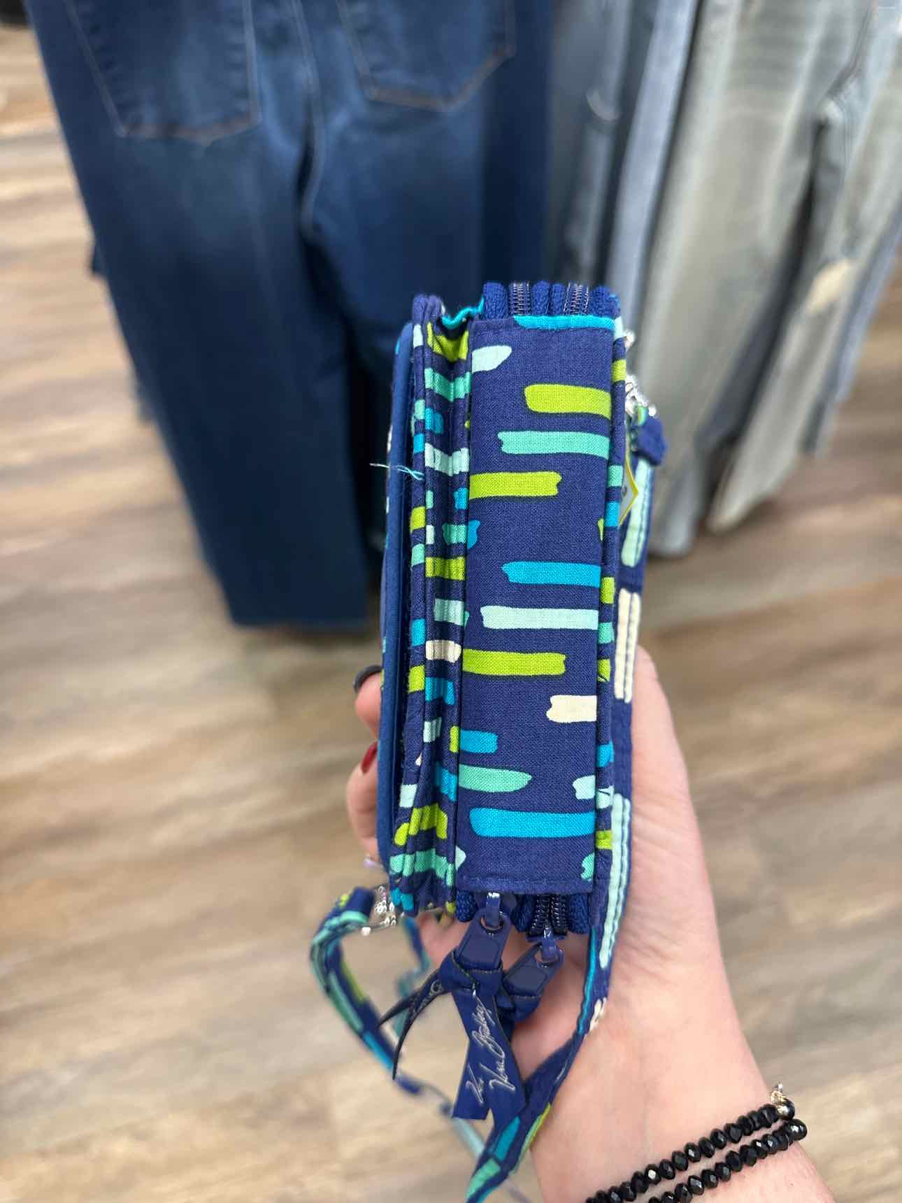 Vera Bradley Small Blue and Green Stripe Double Zipper ID Wallet Handbags