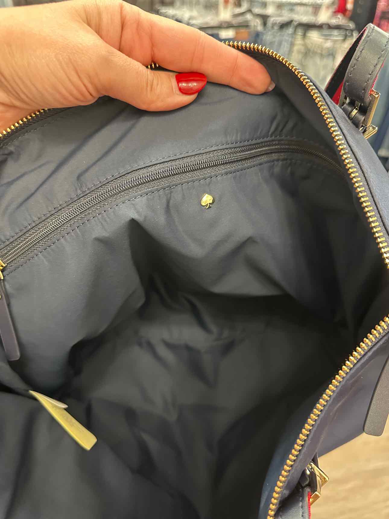 Kate Spade Watson Lane Varsity Stripe Maya Nylon Tote Navy Handbags