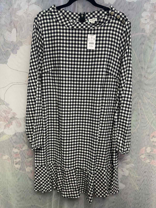 J. Crew NEW NWT Funnelneck Checkered Long Sleeve Large Black/white Flannel Dress