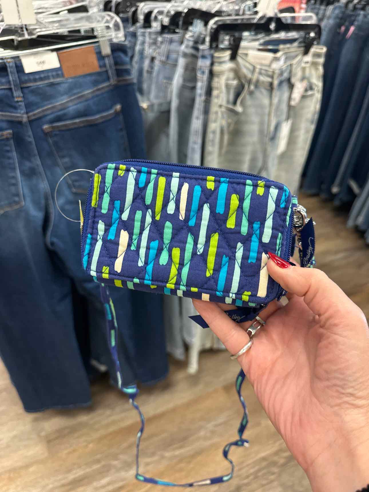 Vera Bradley Small Blue and Green Stripe Double Zipper ID Wallet Handbags