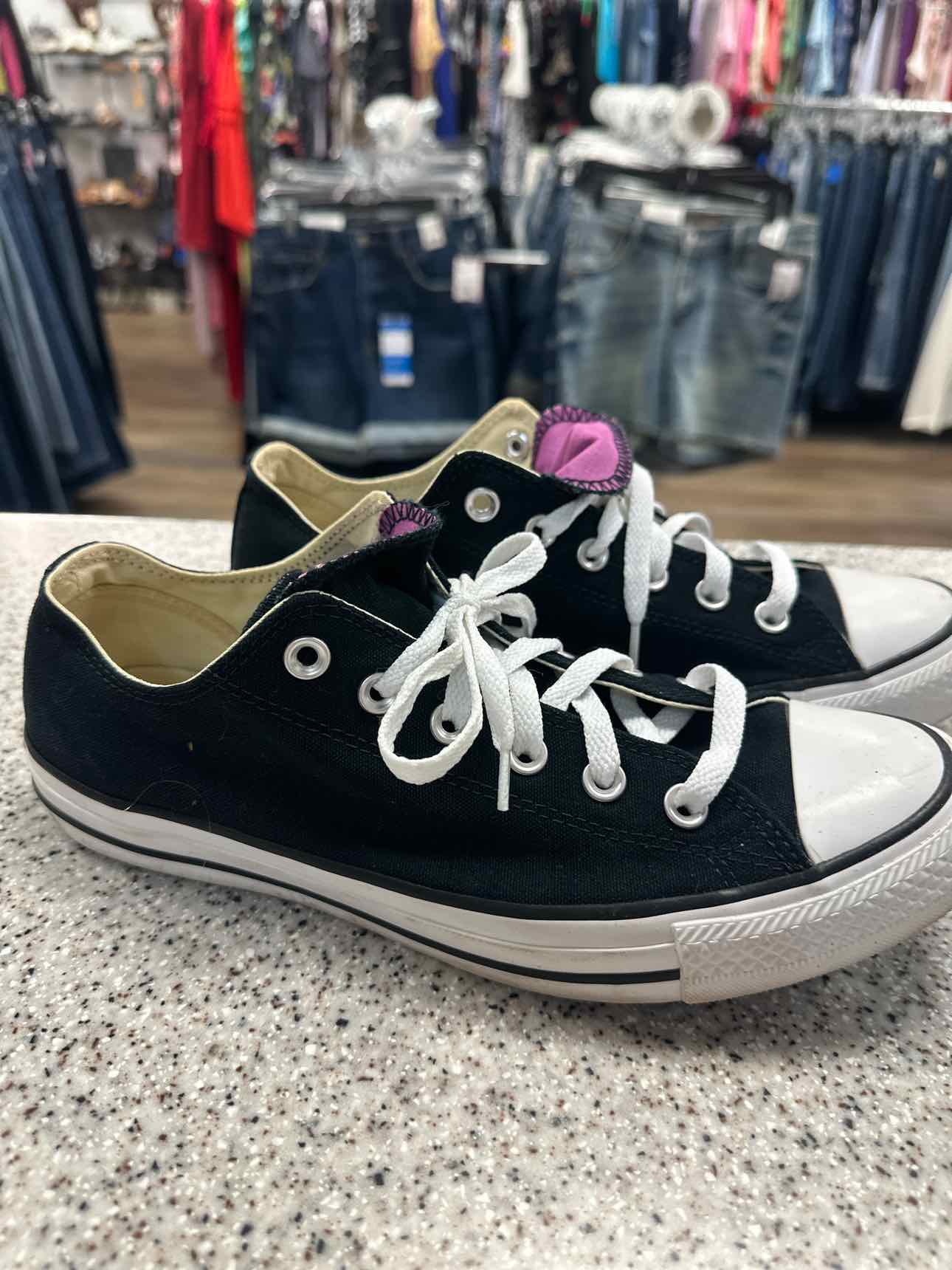 Converse Women's All Star low top Size 10 Black Purple Double Tongue Sneakers