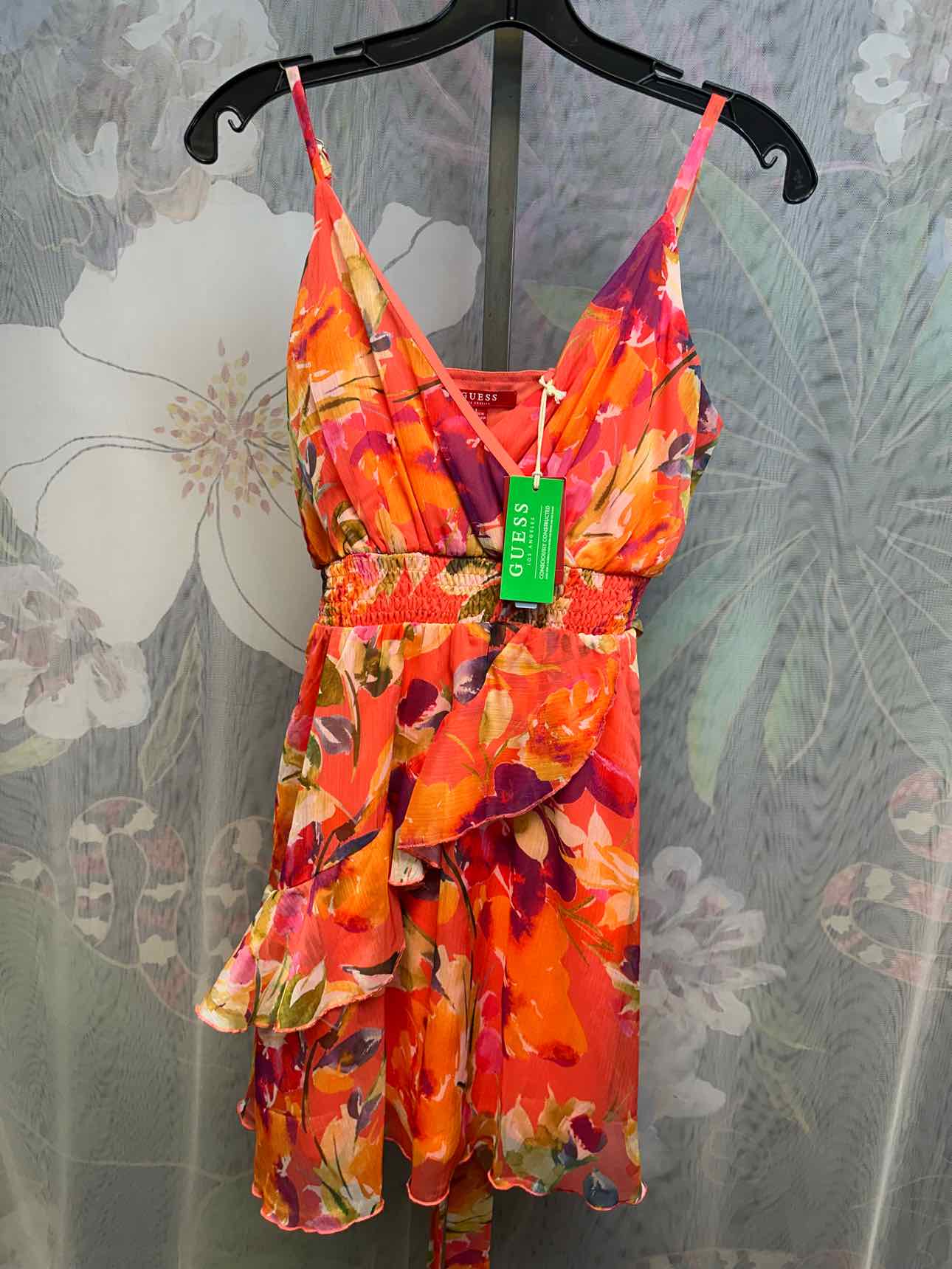 Guess Size Small Orange Floral Summer Dress NEW