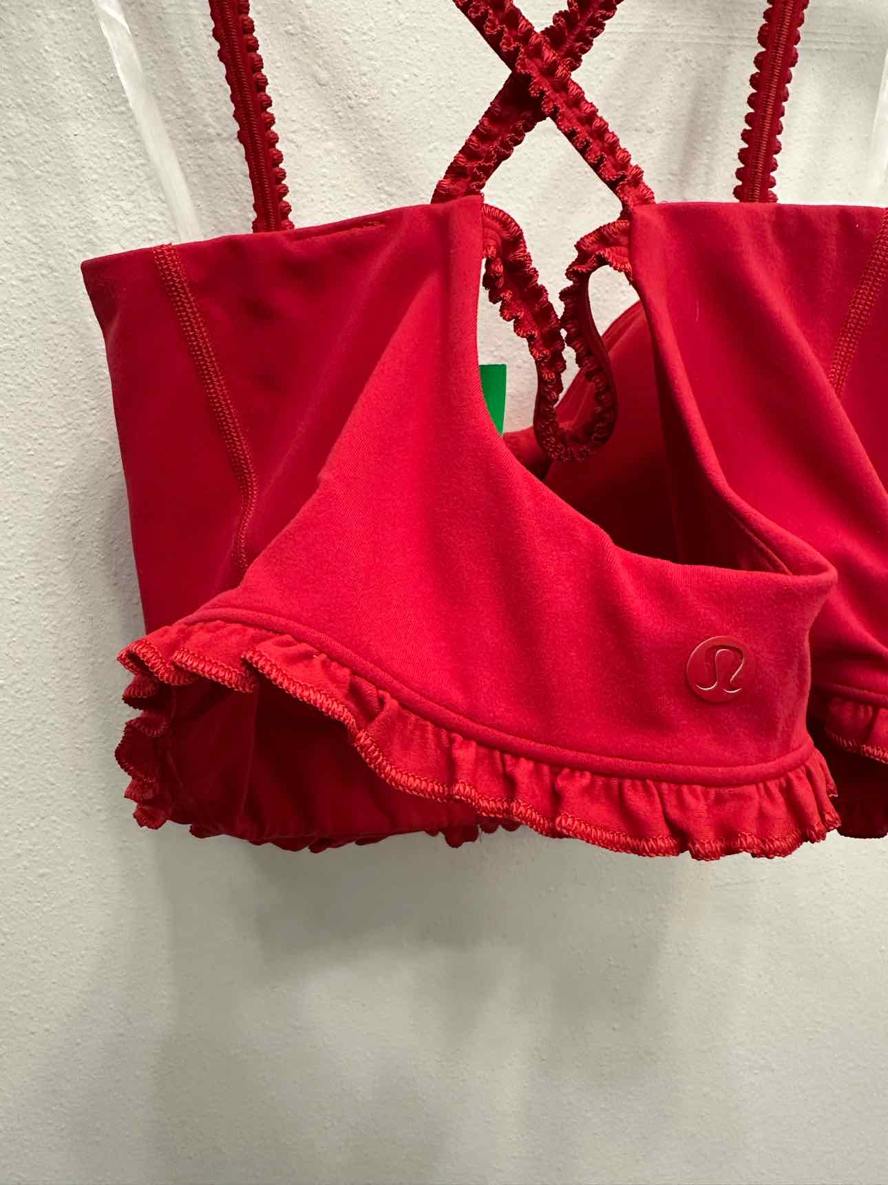 Lululemon Nulu Ruffle Trim Crop Size Medium Red Tank