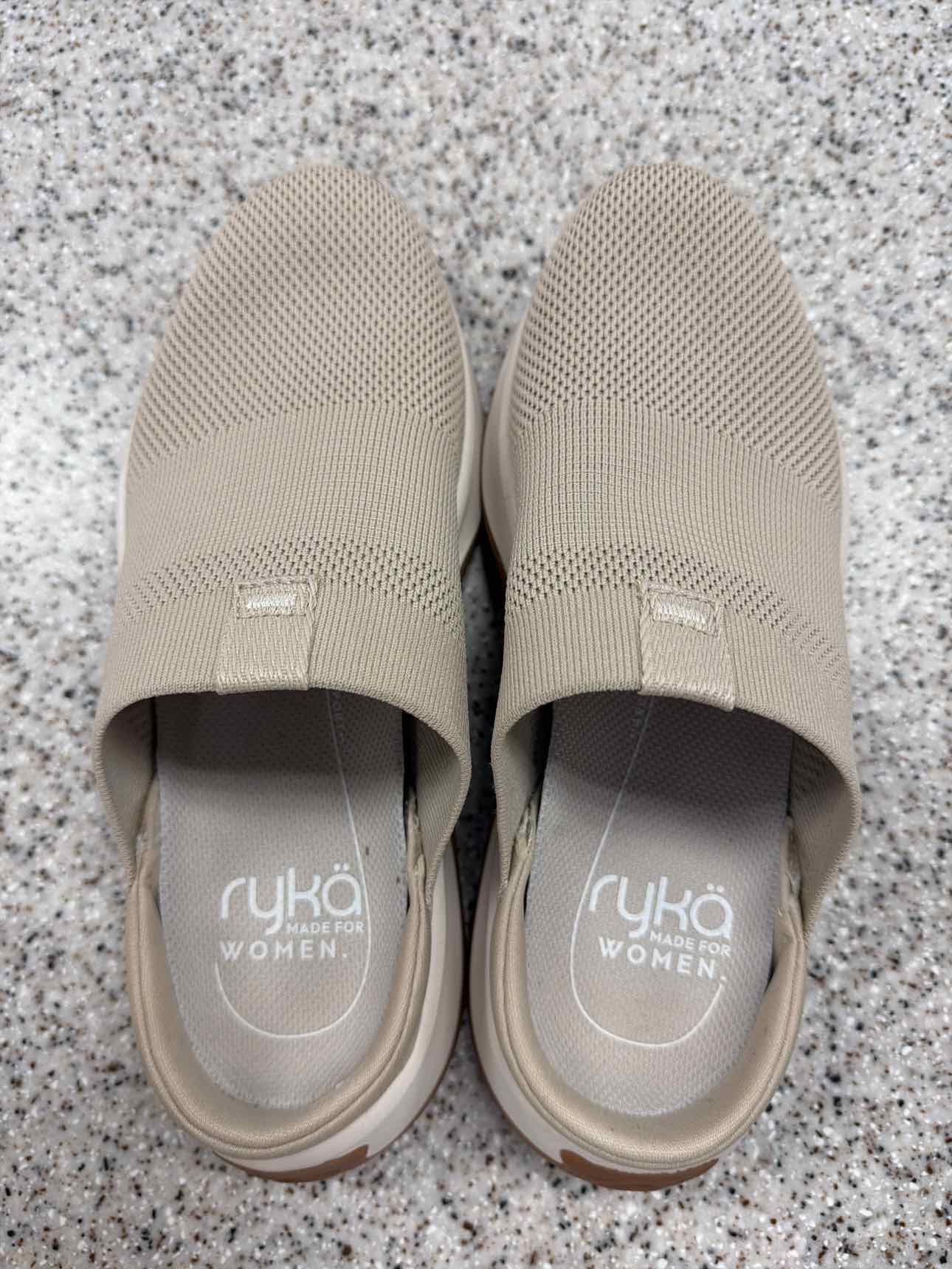 Ryka Size 7 NEW Women's Encore Knit Slip On Mules Sneaker Tan Shoes