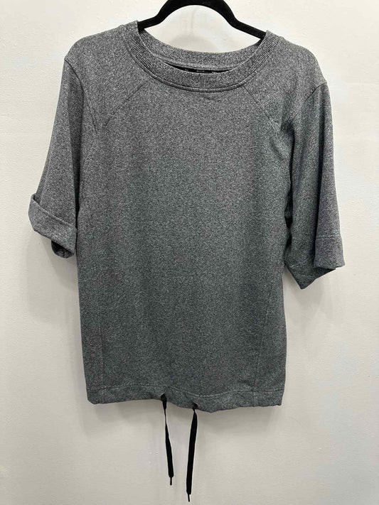 Lululemon Short Sleeve Heathered Drawstring Hem Size M/L Grey Sweater