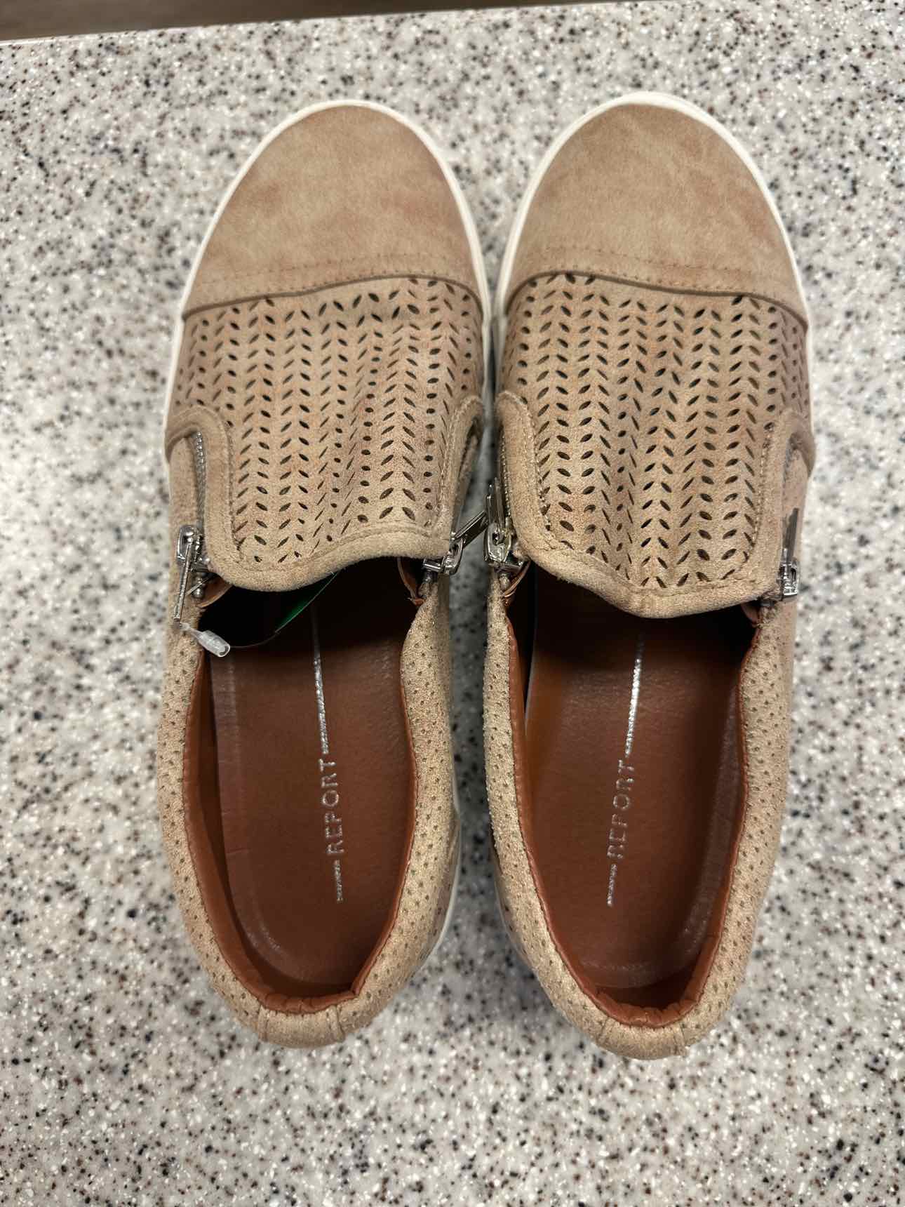 Report Size 8.5 'Alexa' lazercut design slip on sneakers Tan Shoes