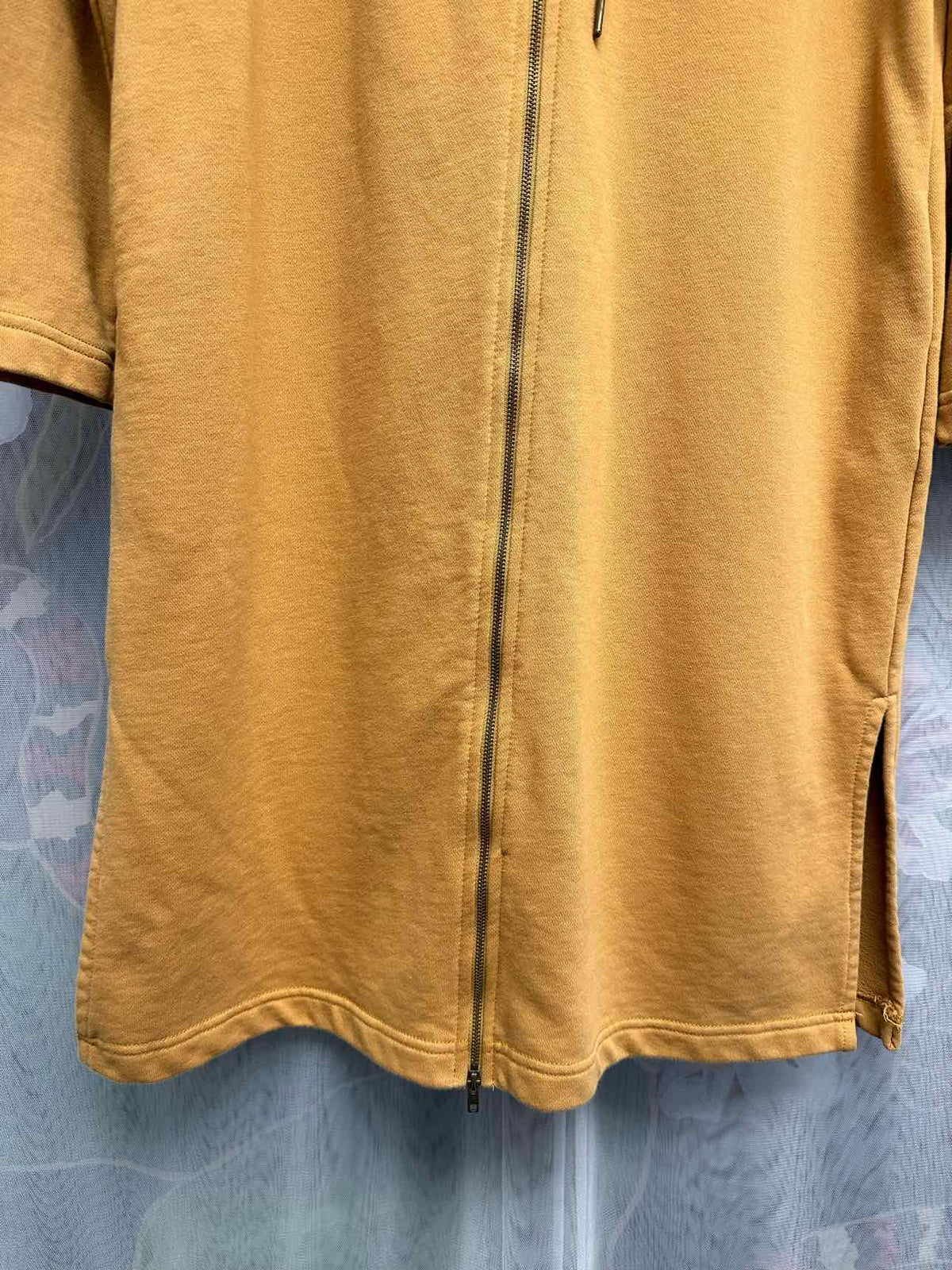 Listicle Double Zip Up Duster Size Small Mustard Hoodie Sweat Shirt