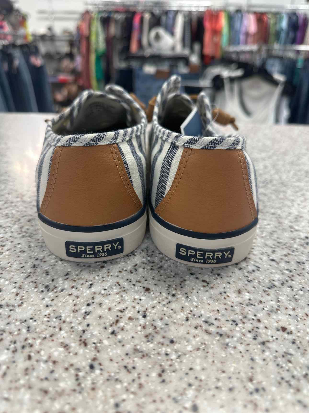Sperry Size 10 NEW Woman's Seacoast Multi Stripe Classic Boat Navy White Shoes