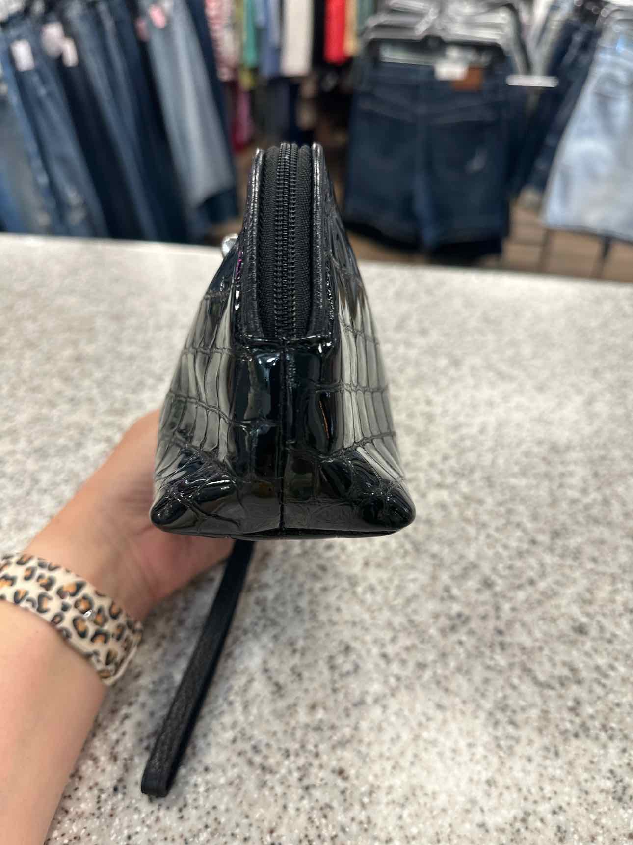 Brighton Small Black Patent Leather Crocodile Clutch Handbags